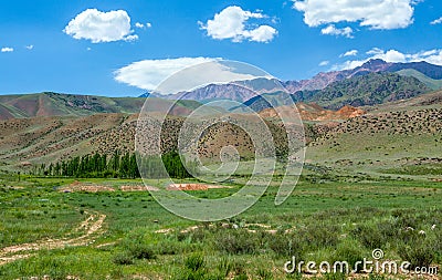 Multi-colored mountains of Tien Shan Stock Photo