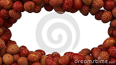 Red and gold oval Easter egg frame Stock Photo