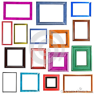 Multi-colored picture frames collection Stock Photo