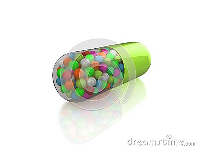 Multi-colored pill Cartoon Illustration