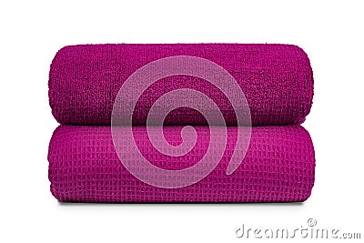 multi-colored Terry cotton bath towels, isolate Stock Photo