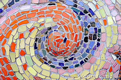 Multi colorful stone mosaic tiles on the wall as background or texture,mosaic background Stock Photo