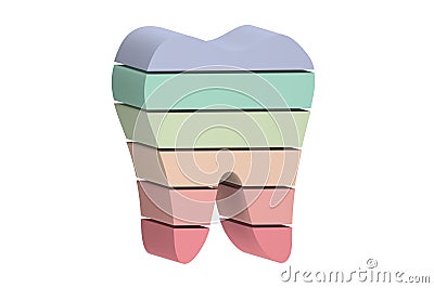 Multi colors or rainbow tooth is slice to small part and flying in the air Stock Photo