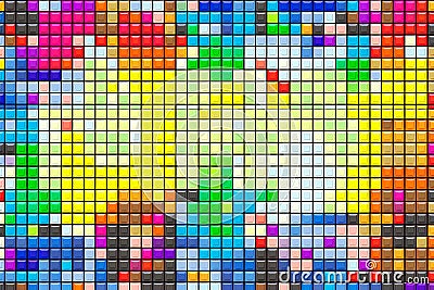 Multi colour small pixel squares pattern, abstract, colors Cartoon Illustration