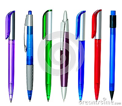 Multi-coloured ball pens Stock Photo