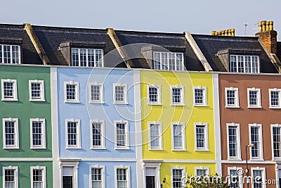 Multi-Coloured Terraced Houses in Bristol Editorial Stock Photo