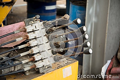 The Multi controler by Hydrolic handle control Stock Photo