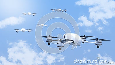 Multi-Drone Collaboration for Various Tasks,Using drones to find information and missions Stock Photo