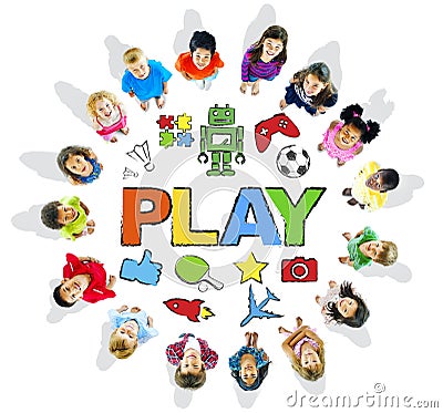 Multi-Ethnic Children Forming a Circle with Play Concepts Stock Photo