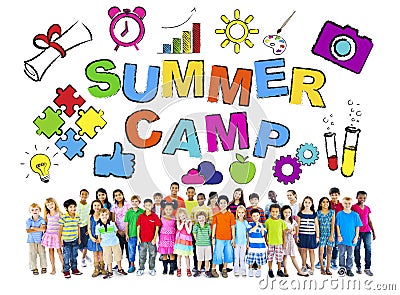 Multi-Ethnic Group of Children with Summer Camp Concepts Stock Photo