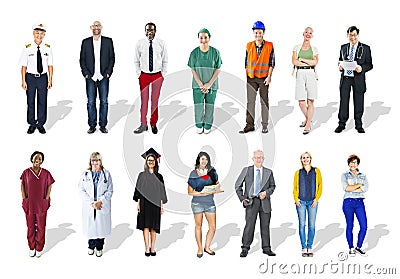 Multi-Ethnic Group of People and Diverse Jobs Concept Stock Photo