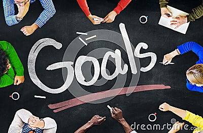 Multi-Ethnic Group of People and Goals Concept Stock Photo