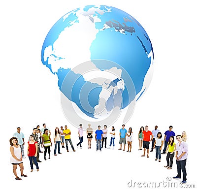 Multi-Ethnic Group of Young Adult Standing in Curve Stock Photo