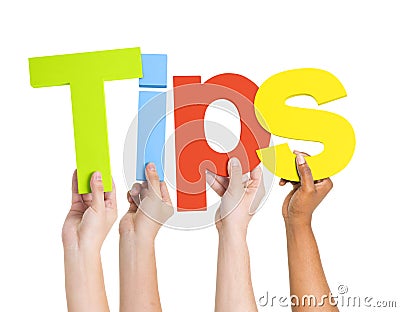 Multi-Ethnic Hands Holding The Word Tips Stock Photo
