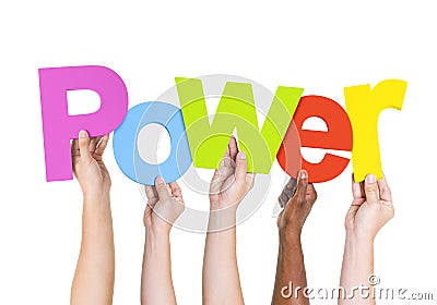 Multi Ethnic People Holding The Word Power Stock Photo