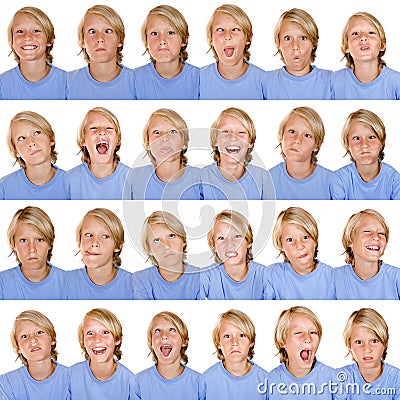 Multi facial expressions Stock Photo