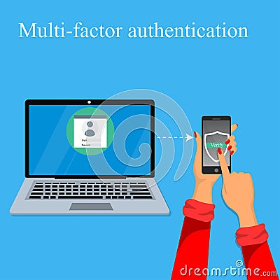 Multi-factor authentication design. Vector Illustration