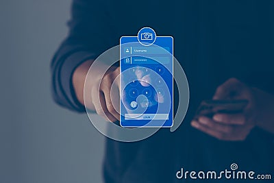 Multi-Factor Authentication, User, Login, Cybersecurity privacy protect data. internet network security technology. Stock Photo
