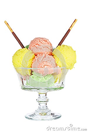 Multi flavor ice cream glass Stock Photo