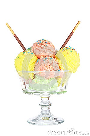 Multi flavor ice cream glass Stock Photo