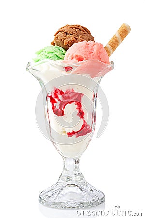 Multi flavor ice cream glass Stock Photo