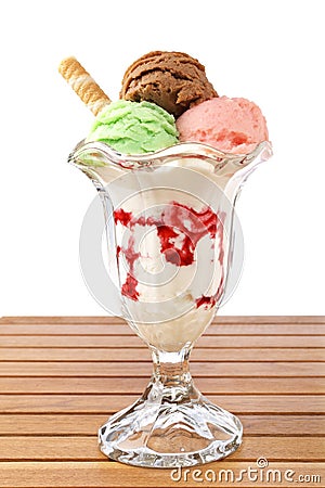 Multi flavor ice cream glass Stock Photo