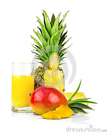 Multi fruit juice with tropical fruit Stock Photo