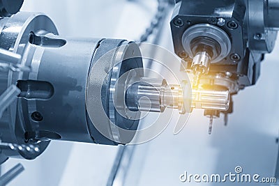 The multi function CNC lathe machine Stock Photo