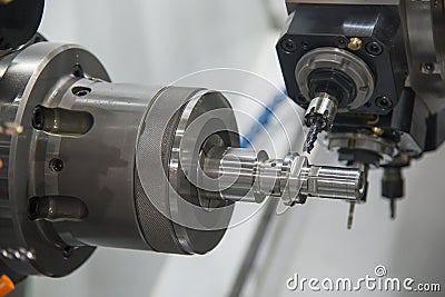 The multi function CNC lathe machine Stock Photo