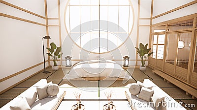 Multi function room ideas, japanese room interior design.3D rendering Stock Photo