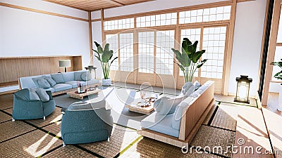 Multi function room ideas, japanese room interior design.3D rendering Stock Photo