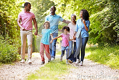 Multi Generation African American Family On Country Walk Stock Photo