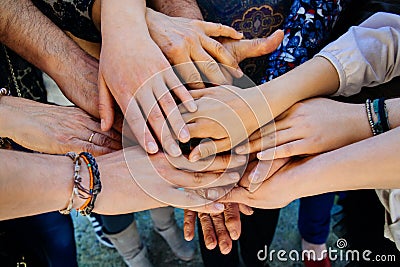 Multi generation family hands Stock Photo