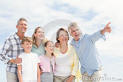 Multi generation family looking away Stock Photo