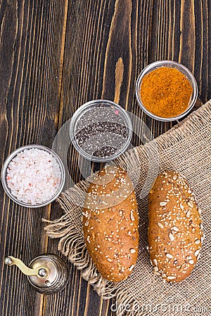 Multi grain bread with different seeds Stock Photo