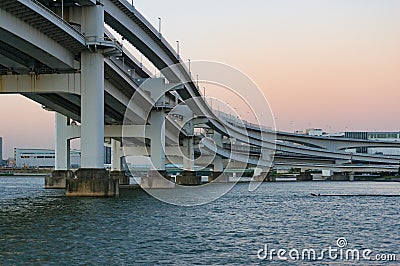 Multi level bridge. Modern urban infrastructure Stock Photo