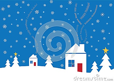 Multi-Lingual Textual holiday card Vector Illustration