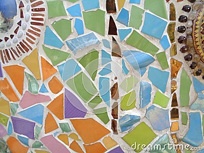 Multi Pastel Color of the Decorated Mosaic Wall Stock Photo