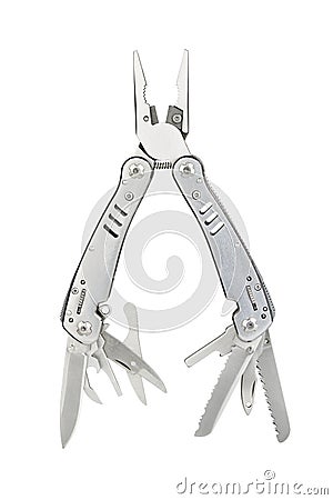 multi plier tool isolated on white background. survival and work instrument Stock Photo