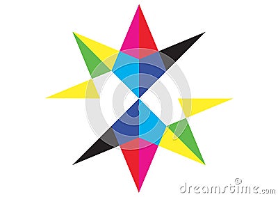 Multi-pointed star colored with various color Stock Photo