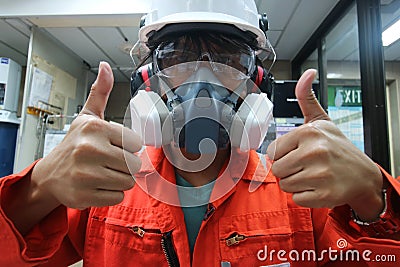 Multi-purpose respirator half mask for toxic gas protection. Stock Photo