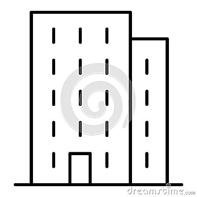 Multi-storey building linear icon. Apartment house thin line illustration. Tower block contour symbol. Vector isolated Vector Illustration