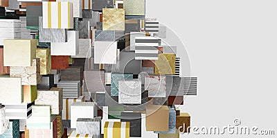Multi surface cube Random distribution background 3D illustration Cartoon Illustration