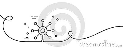 Multichannel line icon. Multitasking sign. Continuous line with curl. Vector Vector Illustration