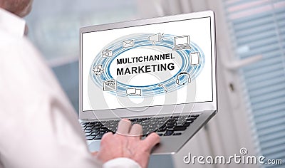 Multichannel marketing concept on a laptop screen Stock Photo