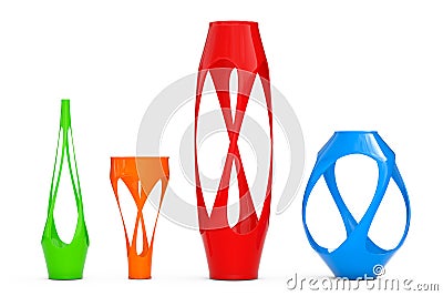 Multicolor Abstract Ceramic Vases. 3d Rendering Stock Photo