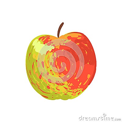 Multicolor Apple Funky Hand Drawn Fresh Fruit Cartoon Illustration Vector Illustration