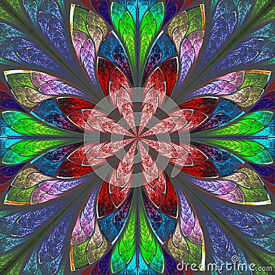 Multicolor beautiful fractal in stained glass window style. Comp Stock Photo