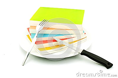 Multicolor books on a plate Stock Photo