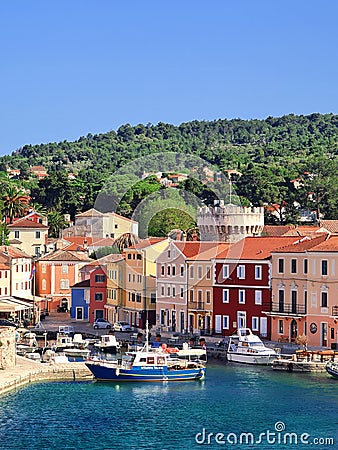 A multicolor bright and beckoning small resort town in Croatia Stock Photo